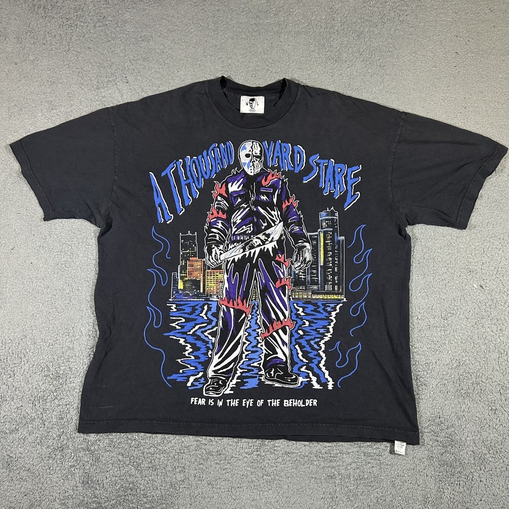 Warren Lotas "A Thousand Yard Stare" Jason Graphic Black T-Shirt Men's 2XL #4014
